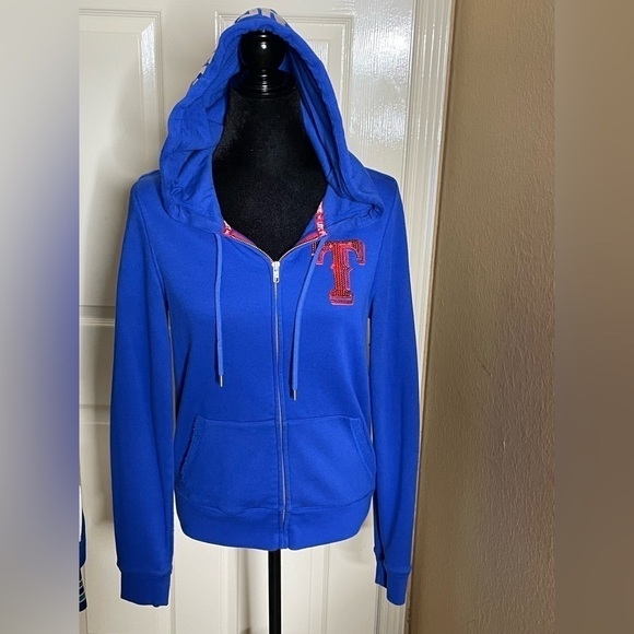 PINK Victoria's Secret Jackets & Blazers - Texas Rangers PINK by Victoria's Secret Women's Full-Zip Jacket Hoodie Medium 